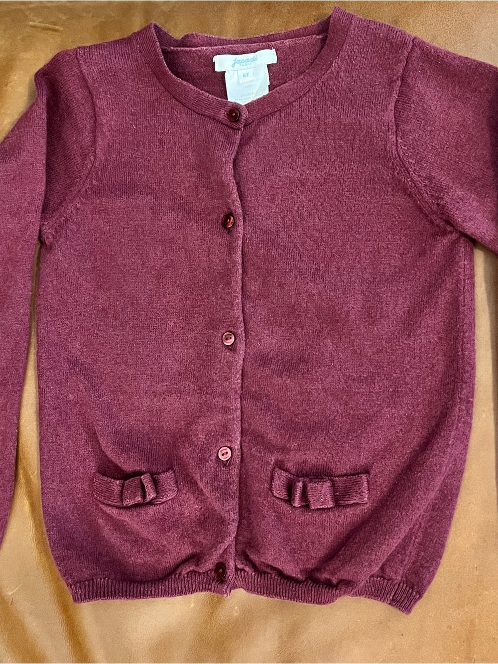 Jacadi Girls Burgundy Knit Cardigan